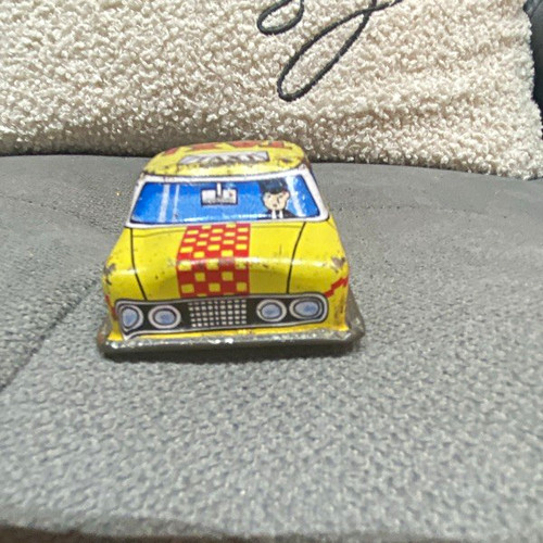 Vintage tinplate taxi toy car - vintage,